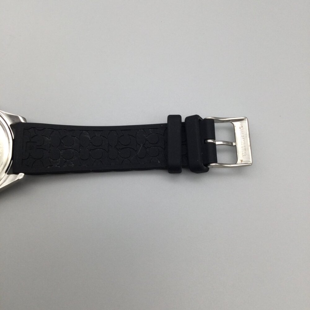 Coach Libby Watch Women 36mm Silver Tone Black Silicone Band 30M - Picture 10 of 15